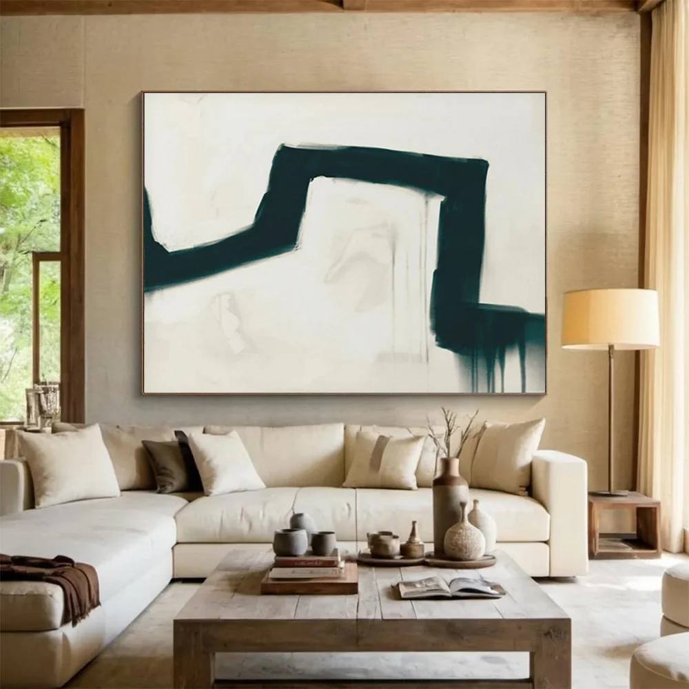 Days Hand-painted Dramatic Black Abstract Canvas Artwork UK1L3